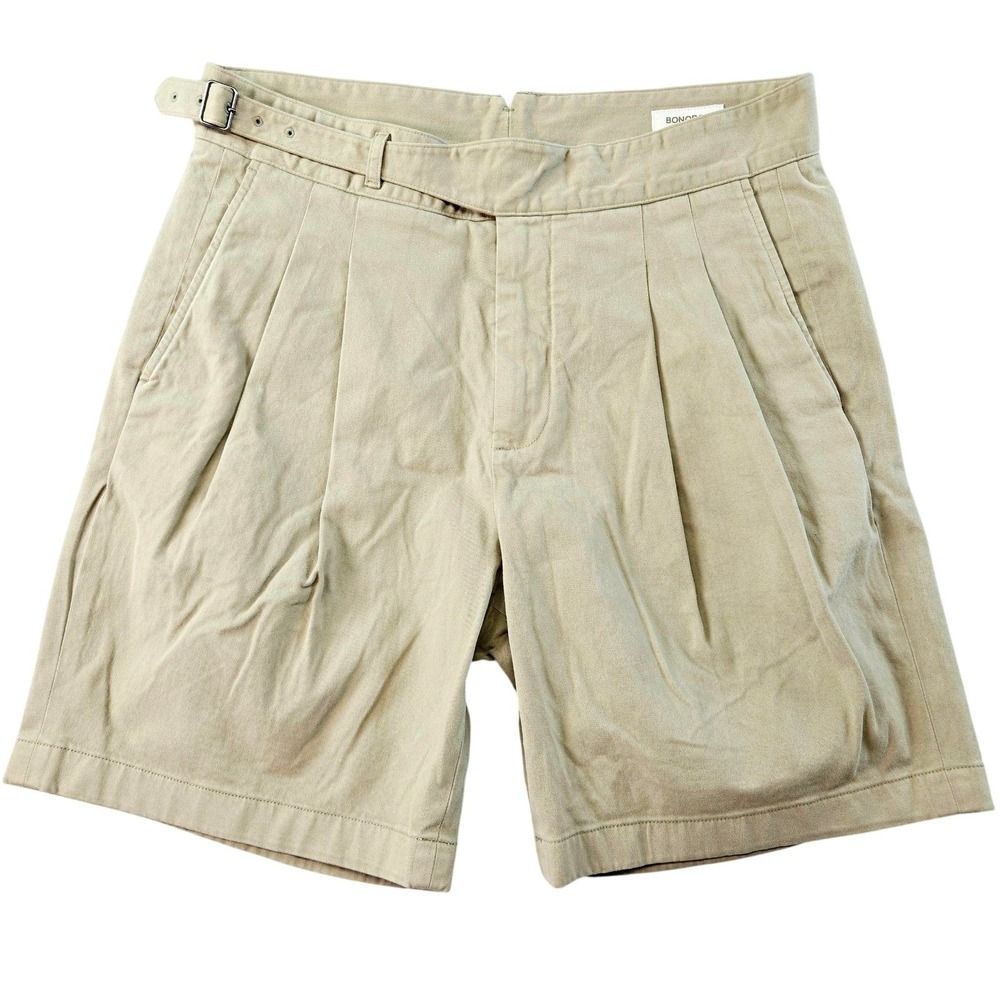 Bonobos Shorts Mens 33 Beige Chino Cotton Spandex Canvas Relaxed Fit 7in Pockets